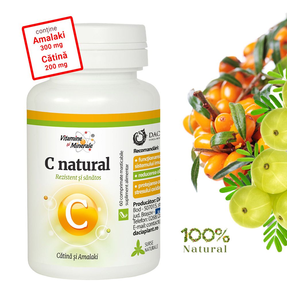 Vitamina C natural cu catina si amalaki comprimate masticabile - este un produs 100% natural,